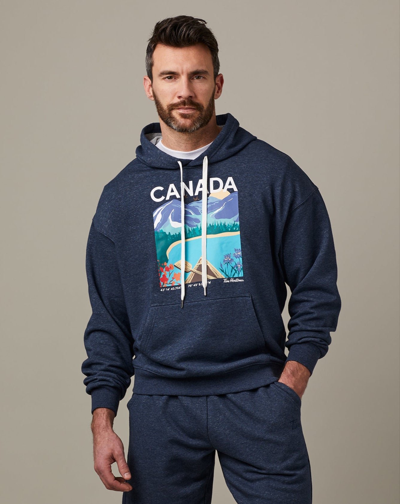 Hoodie_NavyMarl_1263 Canada Unisex French Terry Hoodie - Navy Marl - Image 1
